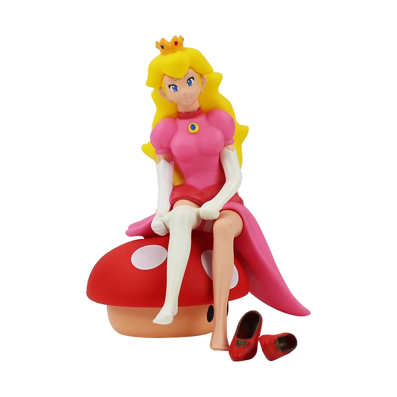 Большие размеры 23 см super mario bros mario luigi yoshi toad bowser peach princess ПВХ фигурка Классические игрушки-конструкторы кукла для подарков - Цвет: peach sit opp bag