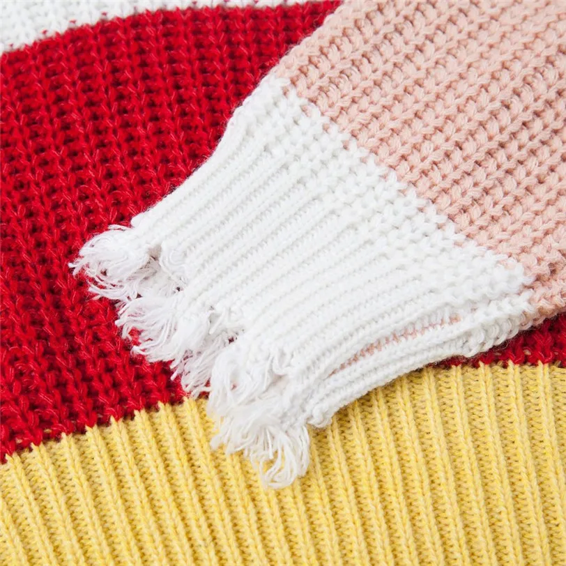chic rainbow pullover women 2018 turtleneck women's sweater knitted pulover feminino manga longa inverno dropshipping #F#40OT5 (2)