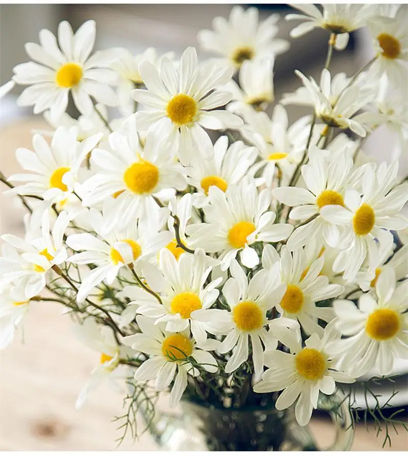 Flone Artificial Small Daisy Fake Plant Silk Flower Bouquet Wedding Home Party Flower Arrangement Decoration Supplies (22)