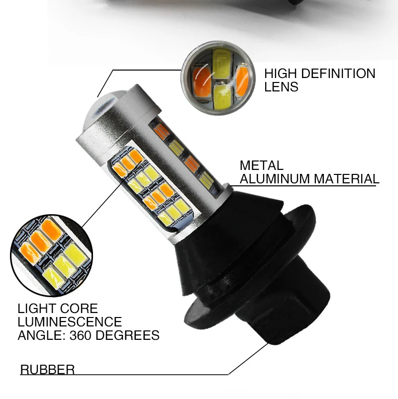 2 шт. светодиодный 1156 BA15S BAU15S P21W PY21W светодиодный 42SMD T20 7440 W21W поворотные сигнальные огни DRL двойной Цвет Автомобильная лампочка 12V для автомобильных фар