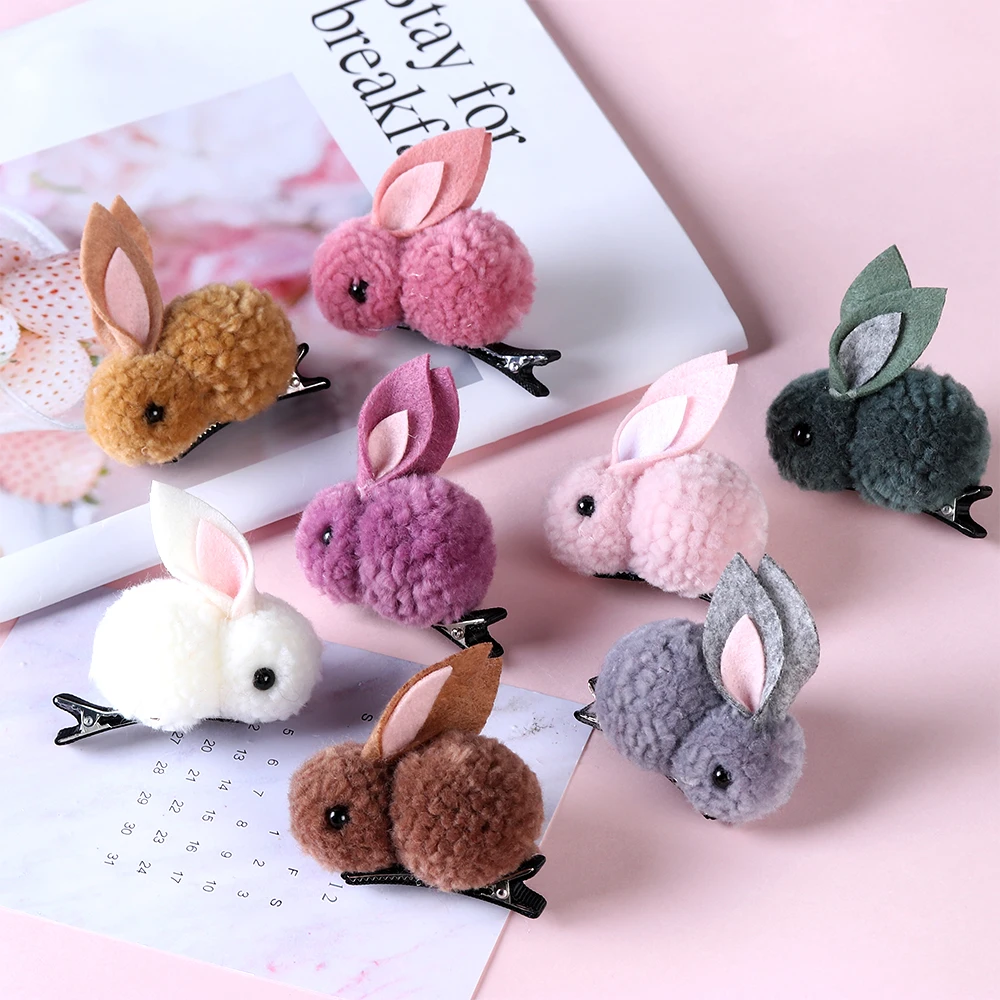 

Korean 3D Animal Hair Ropes Kids Barrettes Plush Rabbits Hair Clip Women Rubber Band Cute Girls Ponytail Holder Hair Accessories