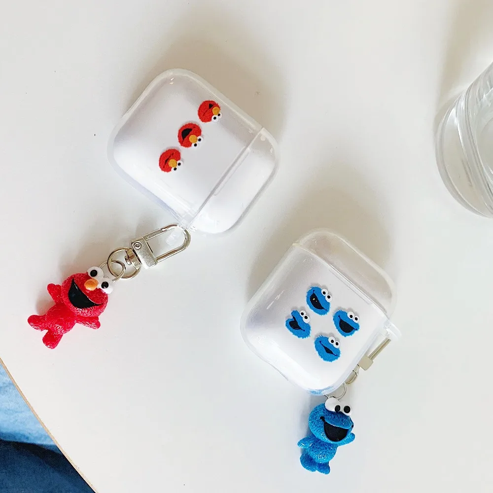 Улица Сезам Элмо печенья кукла кулон мультфильм беспроводной Bluetooth наушники чехол для Apple AirPods 1 и 2 Силиконовые зарядки