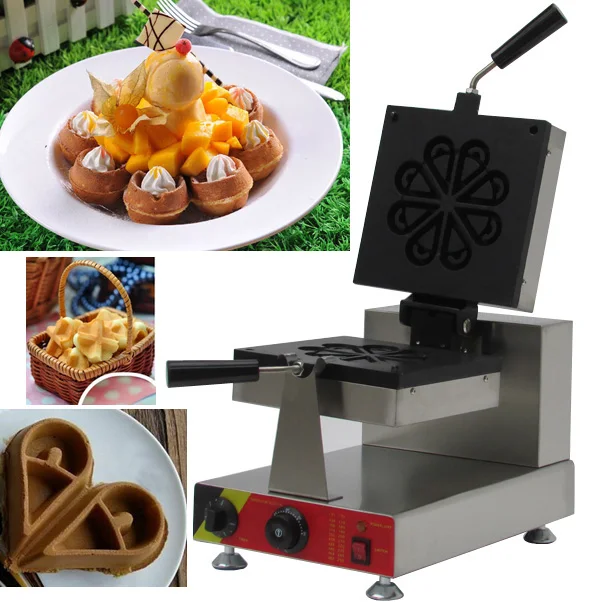 

Industrial rotate snack waffle machine/ custom plate rotary flower waffle maker