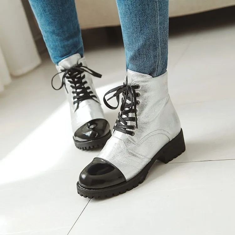 

Big Size 9 10 11 12 boots women shoes ankle boots for women ladies boots Patchwork lacing with contrasting colors