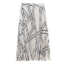 Мода геометрический принт плиссированная юбка с подкладкой женские Повседневное Высокая Талия Chic Falda женские элегантные Saias Для женщин юбка