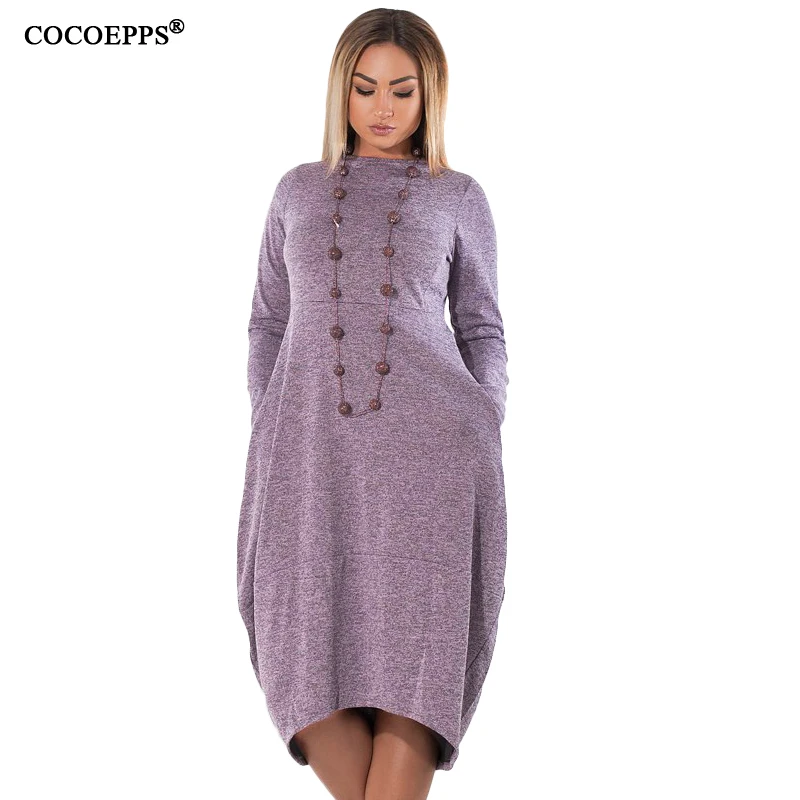 Plus size casual long dresses with sleeves