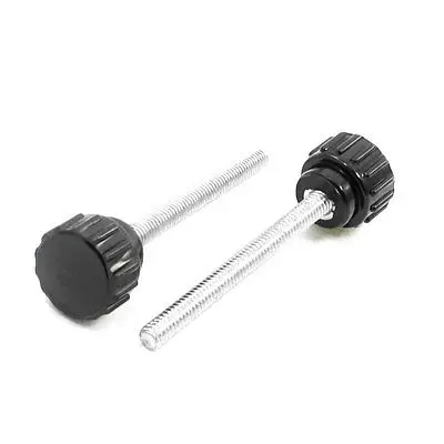 

2 in One Black 4mm Thread Diameter 50mm Length Knurled Grip Knobs
