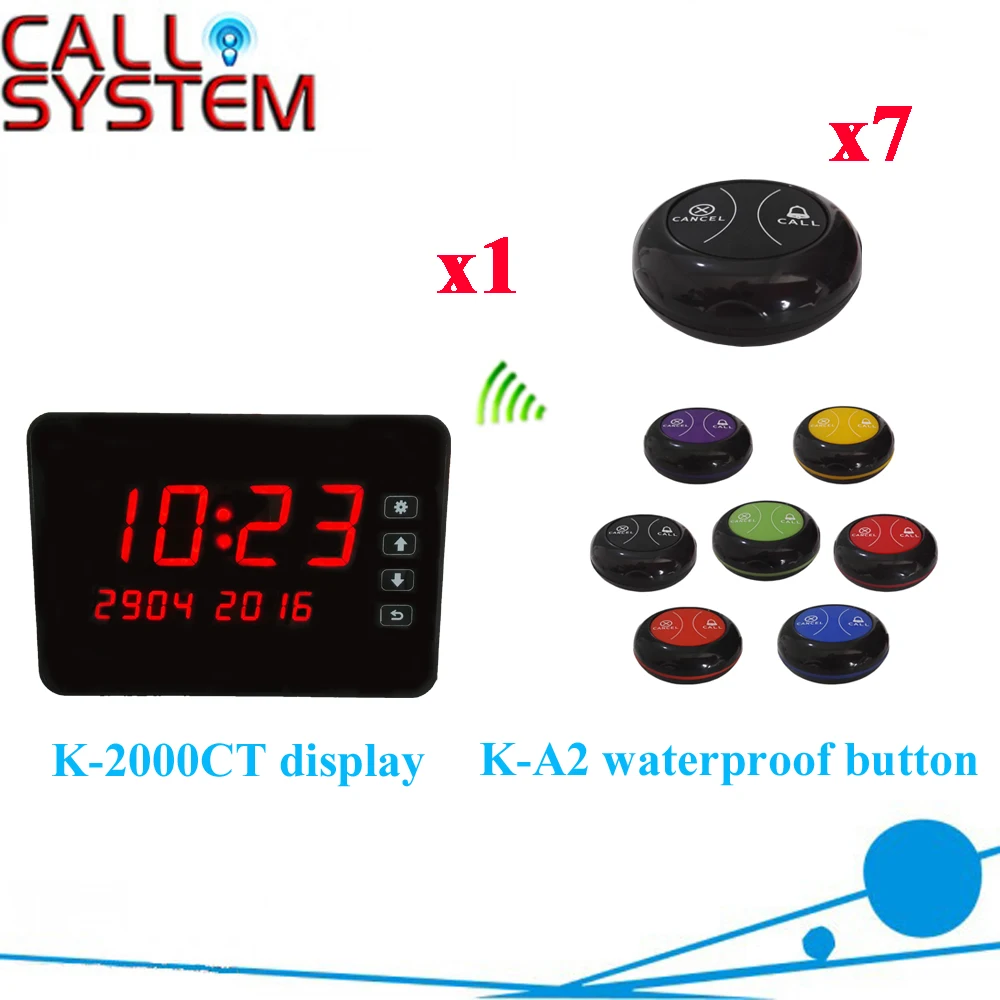 Wireless Buzzer Calling System New Good Fashion Restaurant Guest Caller Paging Equipment( 1 display+7 call button ) | Компьютеры и