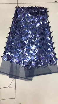 

2019 Fashion Sequins African Swiss Voile Lace Fabric High Quality 3D Sequins Lace Embroidery African Lace Fabric For Wedding