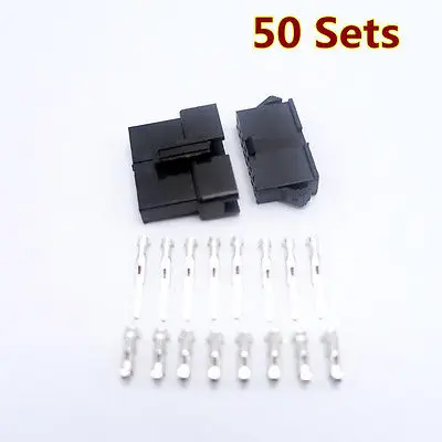 

50 Sets Black Male Female Plastic Connector Plugs SM-8P 8 Ways JST 2.54MM Auto