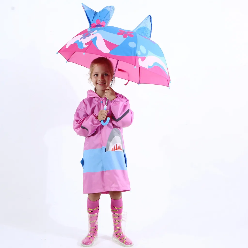 Детский чехол, зонтик для защиты от солнца, дождя, УФ-лучей, 3D мультяшный уличный зонтик, Ветрозащитный складной зонтик от дождя
