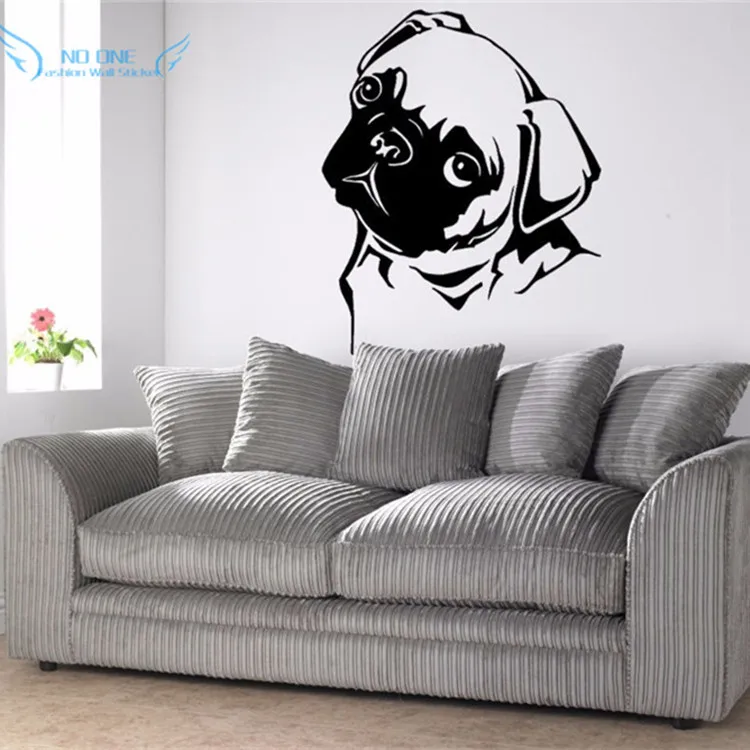 Alih PUG DOG WALL ART Pelekat Mural Giant Decal Vinyl Hiasan Rumah Penghantaran Percuma Saiz: 50x61cm