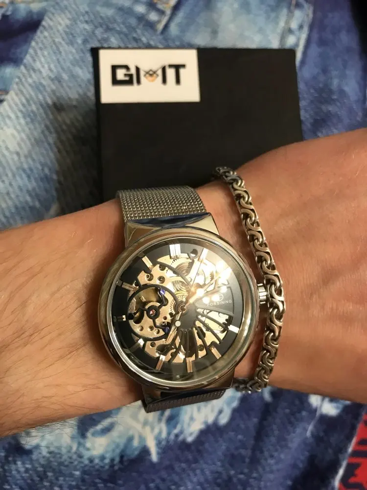 Forsining модные повседневные нейтральный дизайн Серебряный стальной прозрачный чехол часы с скелетом мужские часы лучший бренд Роскошные Механические