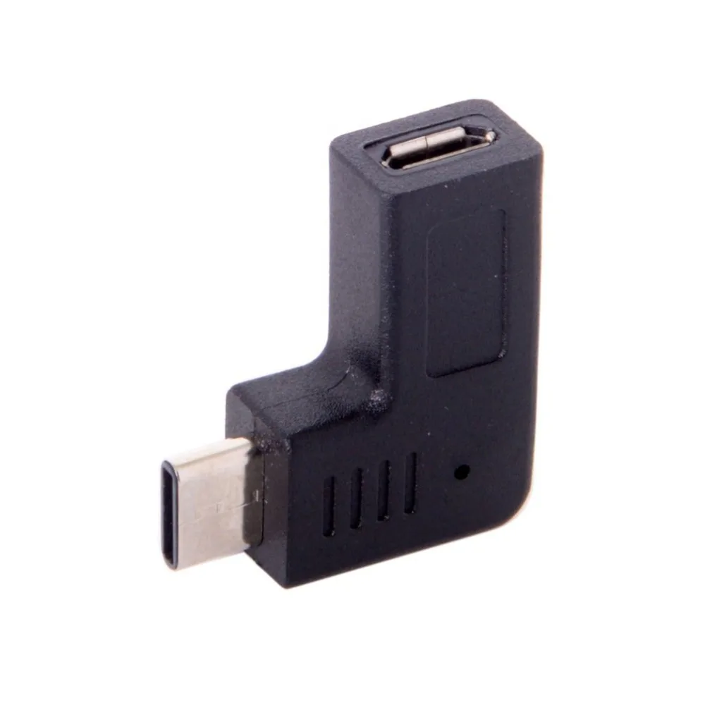 

USB-C Type-C Male To Micro USB Female Data Adapter 90 Degree Angled Type Black Slim And Portable Design