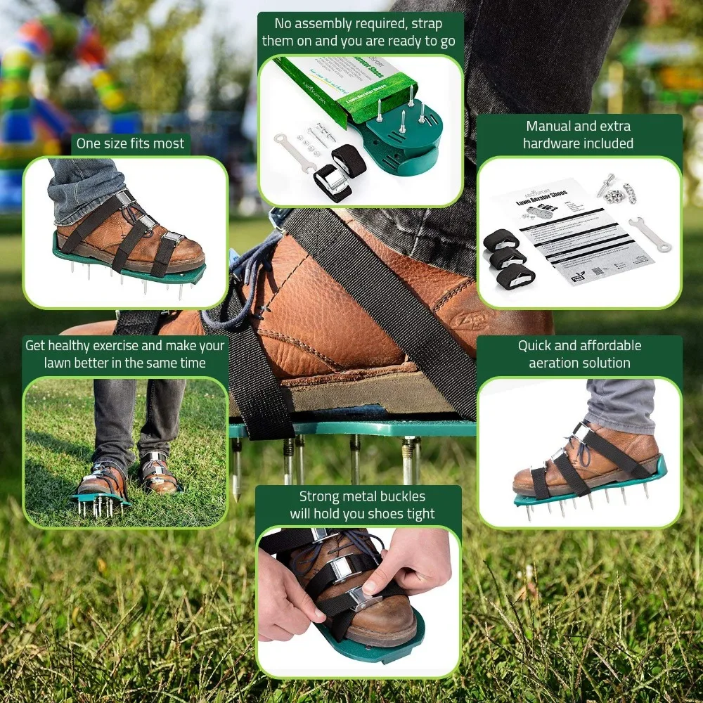 Аэратор для газонов, обувь w/металлическими пряжками и 3 ремни-сверхмощный шипами сандалии для аэрации ваш газон или двор