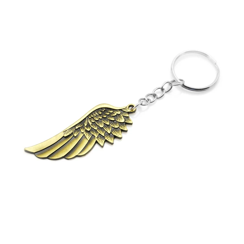 

Vintage cool punk Metal Angel Wing keychain retro unique alloy Feather pendant Key ring chain charm keyring trinket Men Gift