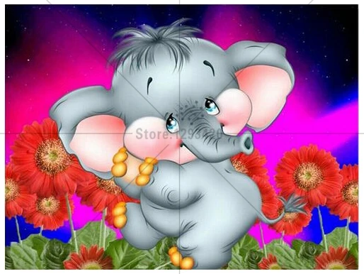 

5D Diy diamond painting cartoon lovely elephant embroidery mosaic resin rhistonesne diamond cross stitch arts and crafts gift