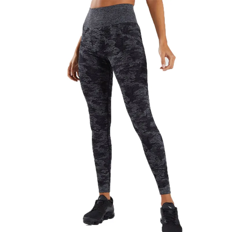 

High Waist Seamless Yoga Pants Female Push Up Hip Camouflage Fitness Pants Running Exercise Gym Tights Breathable Fast Dry Femme