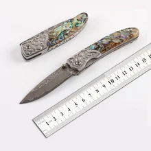 Free shipping New style folding knife outdoor Damascus steel knife tools shell handle Exquisite gift knife