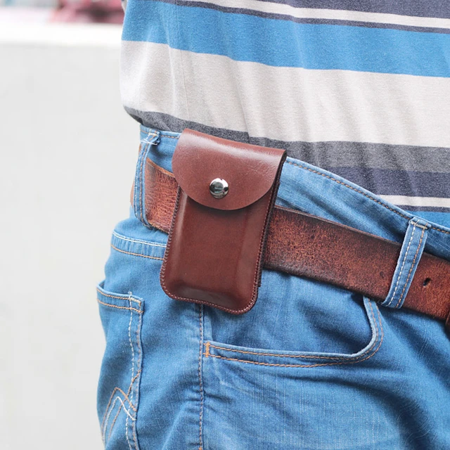 Mini slim waist bag Men small belt pocket Hanging belt cover