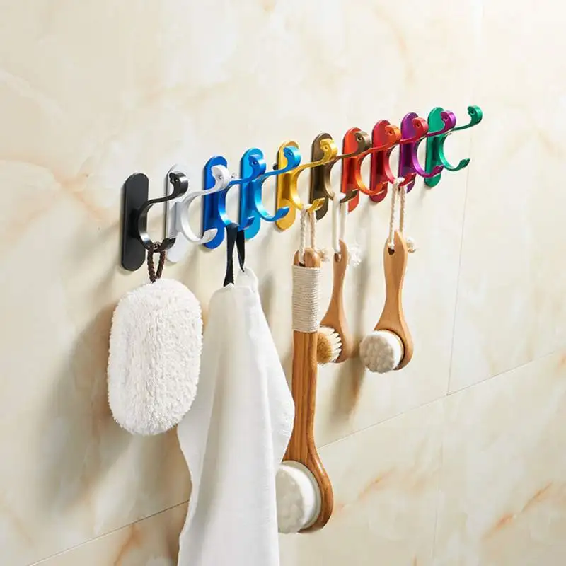 

Punch-Free Coat Hooks Space Aluminum Single Hook Hanger Holder Decoration for Strong Suction Bathroom Kitchen Towel Wall Hook