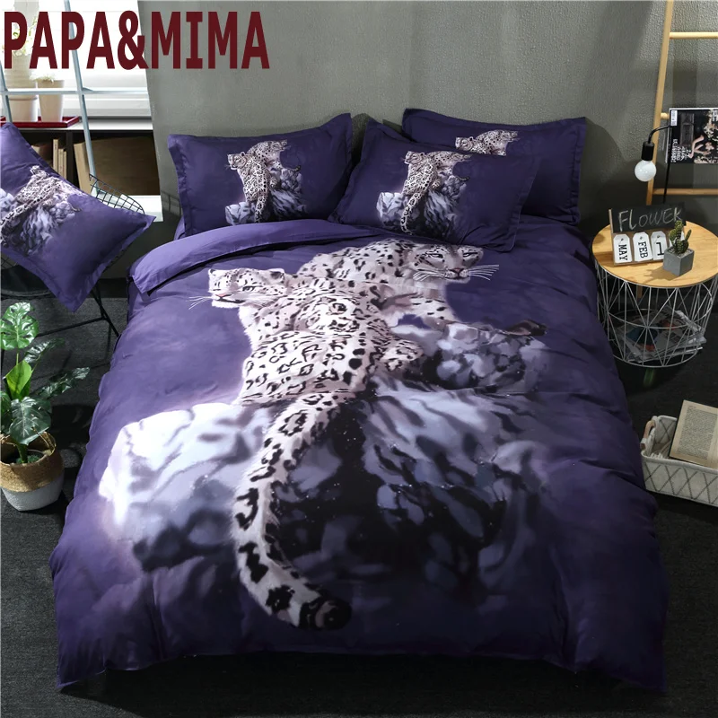 

Papa&Mima Drop shipping leopard animals print king queen Double twin size polyester Duvet Cover+Pillowcases set 3pcs bedding set