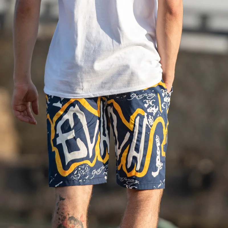 Новое поступление быстросохнущая Летняя мода печатных дизайнер человек пляжные шорты в повседневном стиле мужские пляжные шорты Прямая ABZ352