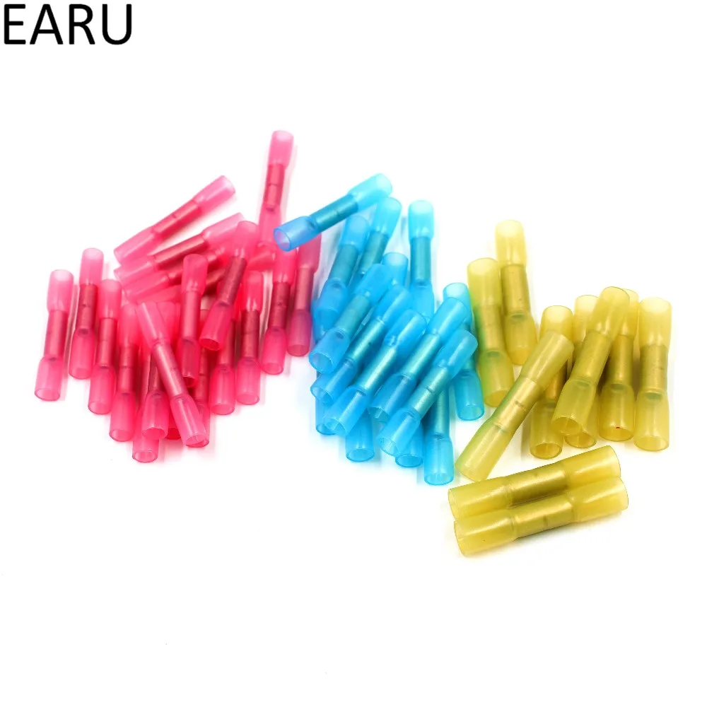 Heat Shrink Butt Wire Cable Connectors Electrical Crimp RED AWG 22-18 100 pcs