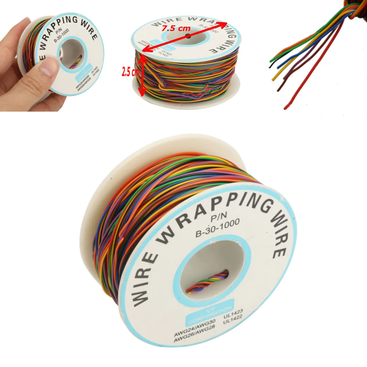 

Wrapping Wire 280M 30 AWG B-30-1000 8 color AWG30 Cable Breadboard Jumper Colored Insulation