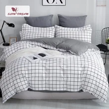 SlowDream Grid Bedding Set Mans Bedspread Comforter Cover Set Bed Linens Euro Bed Sheet Double Duvet Cover Nordic Home Bedding allover grid print sheet set