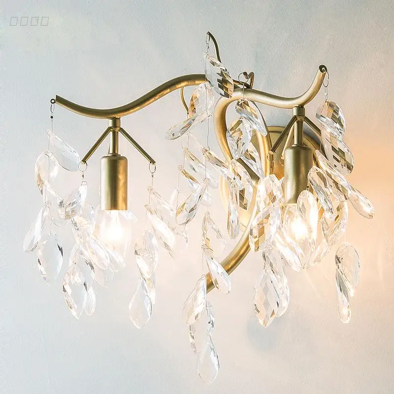 Classic crystal chandelier wall light gold crystalline wall sconce lamp