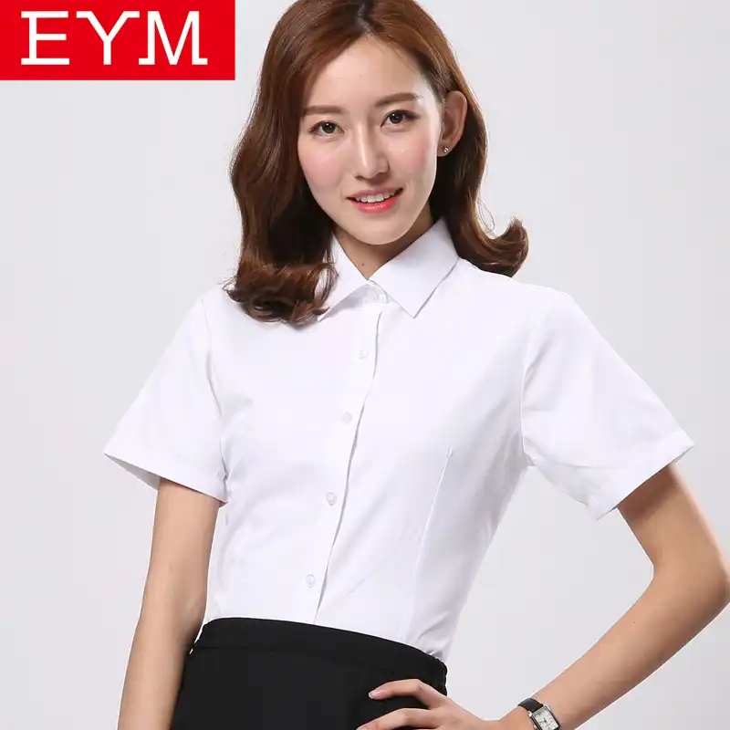 white short sleeve blouse plus size
