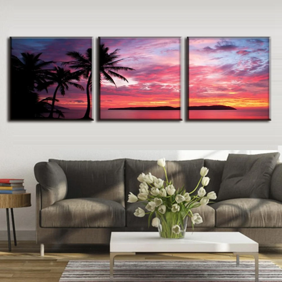 Framed-3-Pcs-set-Modern-Red-Sunset-of-Seascape-Painting-Prints-On-Canvas-Landscape-Palm-Tree (1)