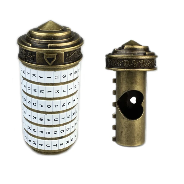 Leonardo DaVinci Code Toys Metal Cryptex Locks Wedding Gifts Valentine's Day Gift Letter Password Escape Chamber Props 2