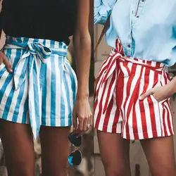 Новый летний Лидер продаж Для женщин Шорты для девочек Фитнес Короткие штаны тренировки пляжные Повседневное в полоску Шорты женские Шорты