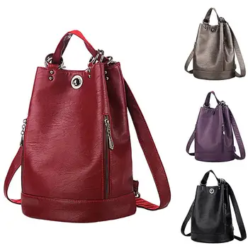 

Hot!!! Women Faux Leather Backpack Large Capacity Travel Rucksack Shoulder Bag
