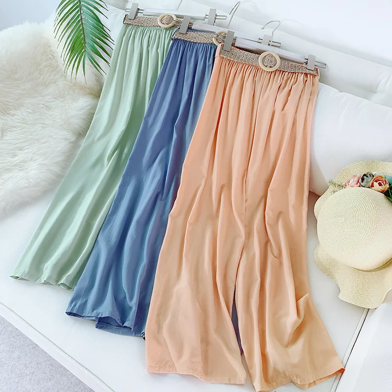 Wasteheart Summer Women Fashion Blue Orange Long Loose Pants Wide Leg Pants High Waist Female Pants Casual Sweatpants Sashes Wasteheart Summer Women Fashion Blue Orange Long Loose Pants Wide Leg Pants High Waist Female Pants Casual Sweatpants Sashes