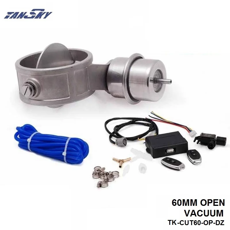 Exhaust Control Valve CUTOUT 2.3" 60mm Pipe Open Style With Vacuum Actuator with Wireless Remote Controller Set TK-CUT60-OP-DZ