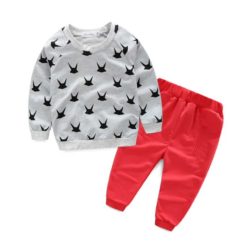 Casual Boy Girl Clothes Set Spring Autumn Kids Clothes Long Sleeve T ...