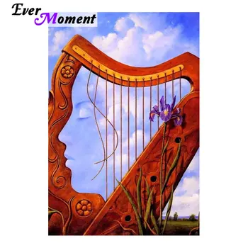 

Ever Moment Diamond Painting DIY Full Square Drills Harp Woman Picture Diamond Lady Diamond Painting Embroidery Music ASF1012