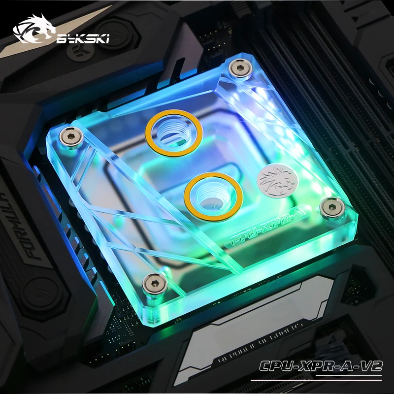 Bykski CPU-XPR-A-V2 ، ل إنتل Lga115x/2011 الاكريليك وحدة المعالجة المركزية المياه كتل ، RBW نظام الإضاءة ، microwaterway مياه التبريد كتلة