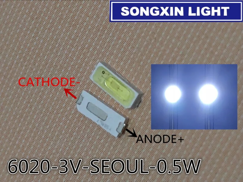 50 шт./лот samsung Сеульский SMD СВЕТОДИОДНЫЙ 6020 5620 3V 0,5 W 160mA 54LM холодный белый для подсветки телевизора