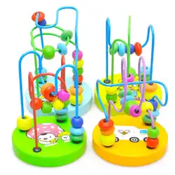 Детские деревянные круглые бусины игрушка Для детей красочные деревянные лабиринт мини вокруг бусины раннего развивающие игрушки детей