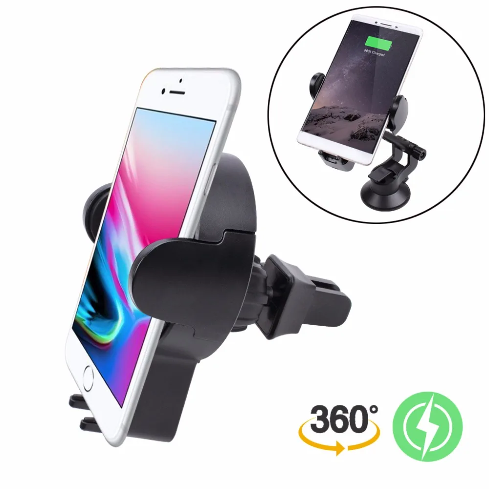 Wireless Chager Car Mount Qi Fast Chaging 360° Adjustable Strong Sticky Gel Pad Car Phone Holder For Samsung Galaxy S8  8 Edge  S7  S6  Note 5 Iphone 8  8 Plus  X And All Qi Enable Devices (1)