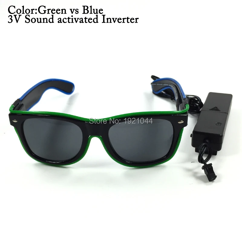 Cheap Fashion Double Color 100pcs Voice Control Light Up EL Wire Glowing Sunglasses Party DIY Props Decoration