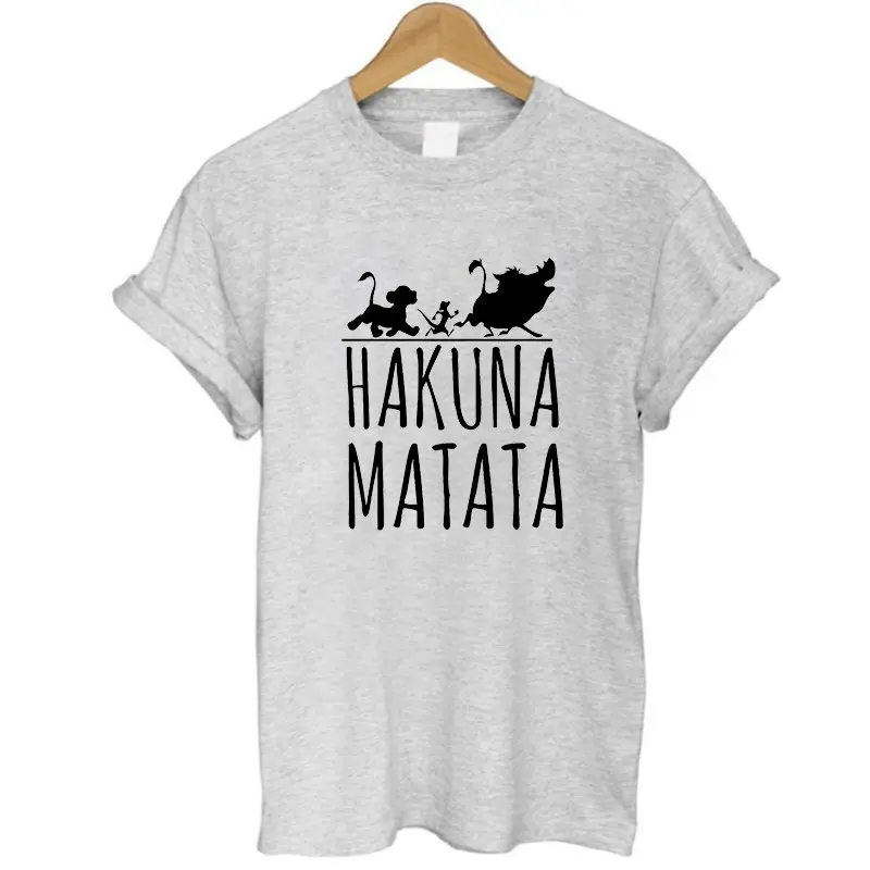 Hakuna Matata футболка с буквенным принтом Homme Летняя женская футболка с коротким рукавом размера плюс Женский Повседневный Топ из хлопка