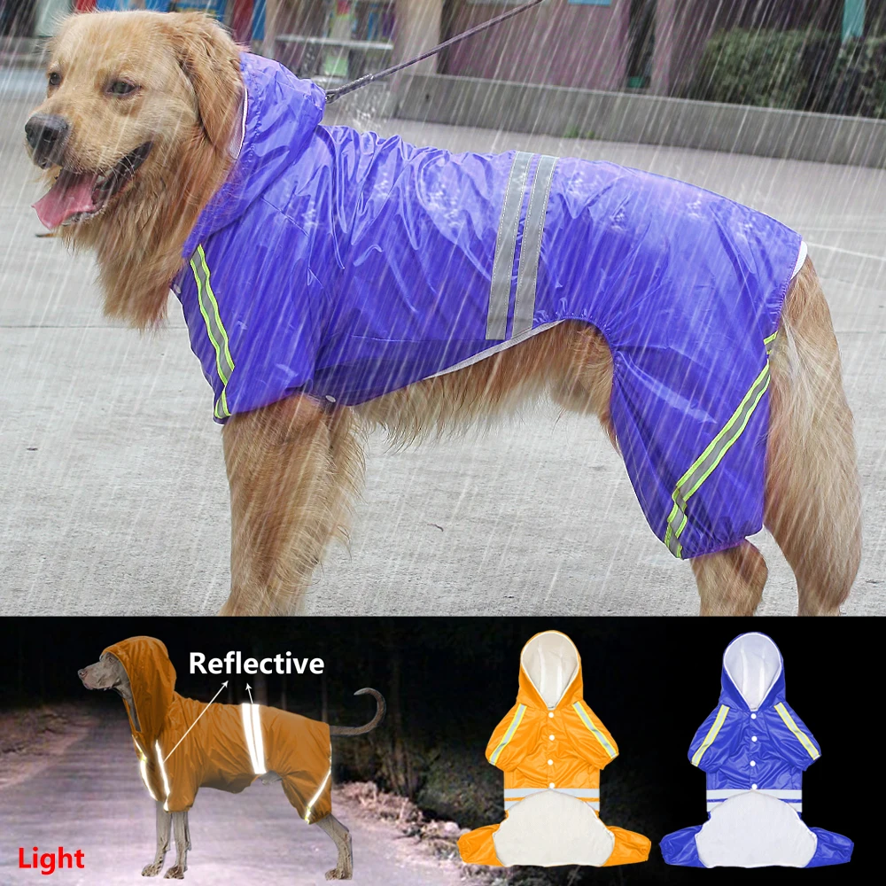 Дождевик для собак водонепроницаемый дождевик для собак светоотражающий Плащ дождевик одежда для больших собак золотистый ретривер желтый