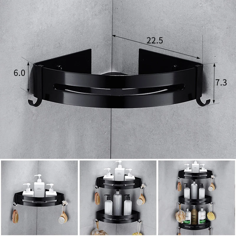 Алюминиевая угловая полка для ванной комнаты держатель шампуня мыло косметический душ полка черный аксессуары для ванной комнаты Органайзер стойка