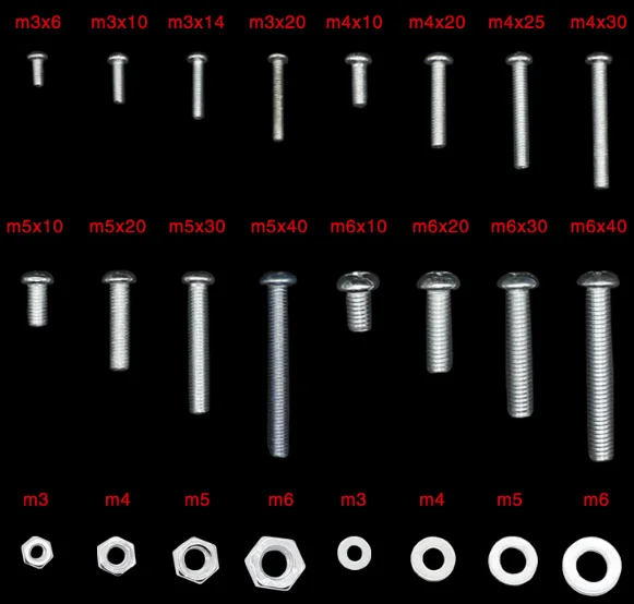 Крестовый винт+ гайка+ винтовая крышка+ болт+ шайба прокладка M3 M4 M5 M6 24 размеры в ассортименте Комплект домашний костюм