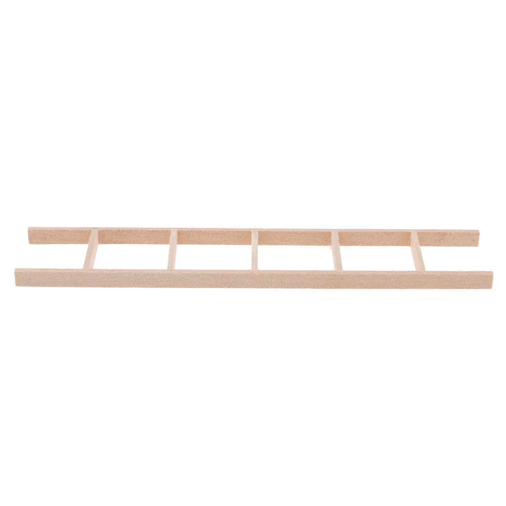 Miniature Straight Wooden Ladder For Dollhouse Outdoor Accessories 2 Piece